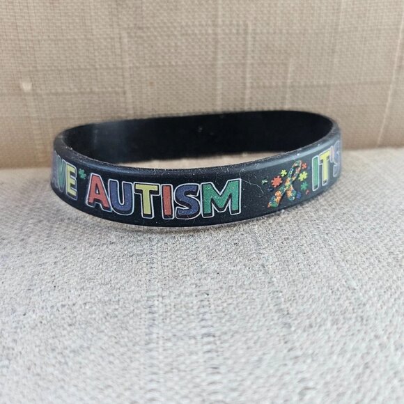 Its ok to be Different Bracelet I have Autism Wrist Band Black Stretched Rubber - Picture 6 of 10